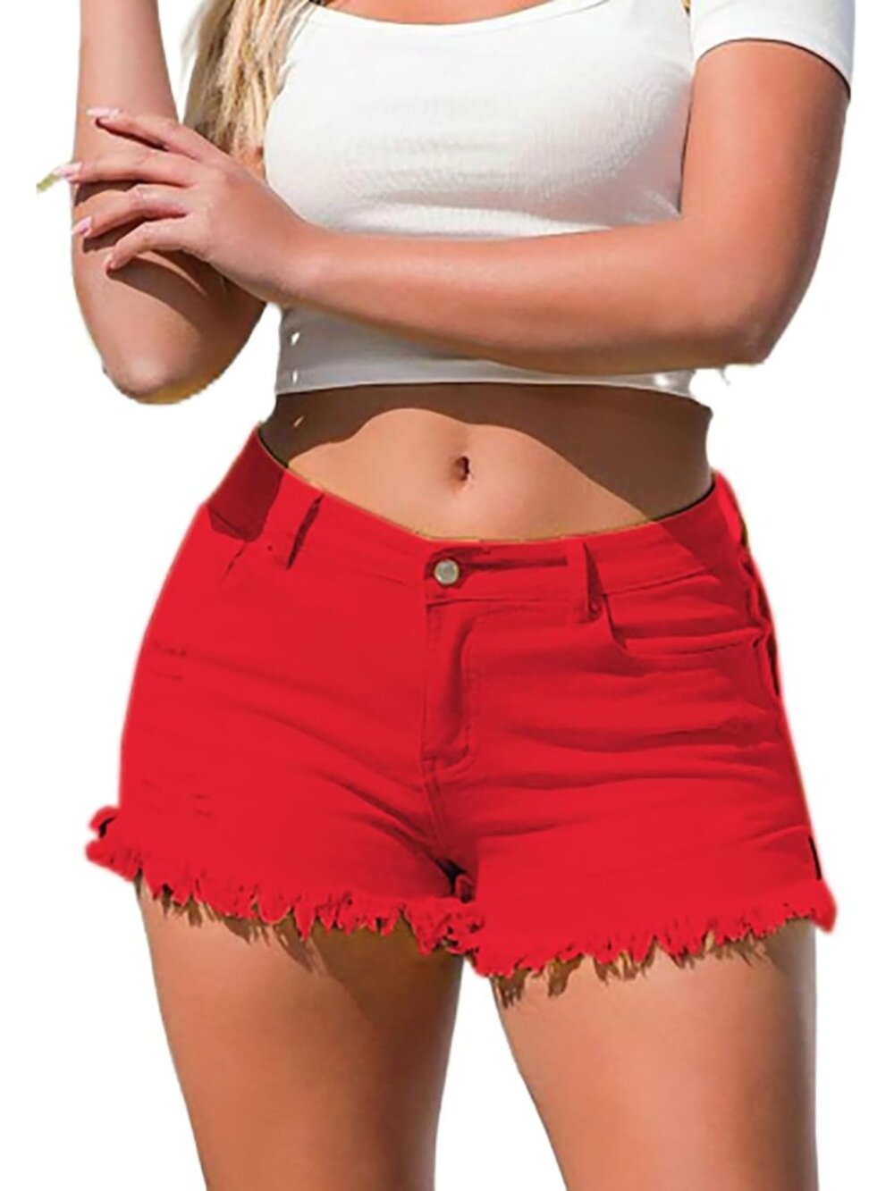 High-Waisted Ripped Denim Jean Shorts for Women - Summer Casual Style